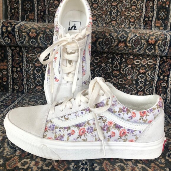 VANS Old Skool Vintage Floral Sidestripe Shoes / Sneakers Canvas / Suede, Size 7 - Picture 2 of 11